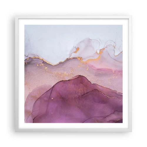 Affisch i vit ram - Lila och violett vågor - 60x60 cm
