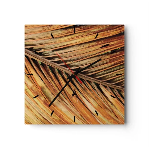 Väggklocka - Klocka på glas - Kokosguld - 30x30 cm