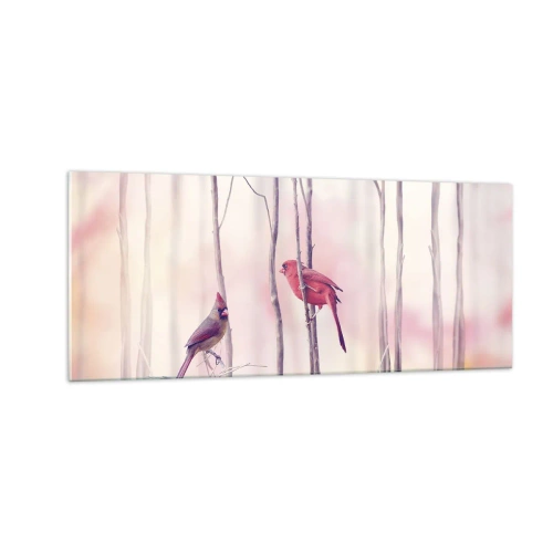 Glastavla - Bild på glas - Rosa skogens saga - 100x40 cm