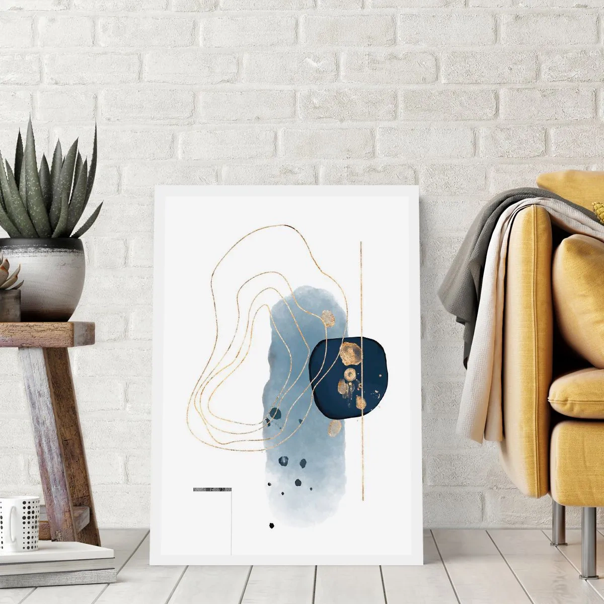 Affisch - Blå-guld fantasi - 70x100 cm