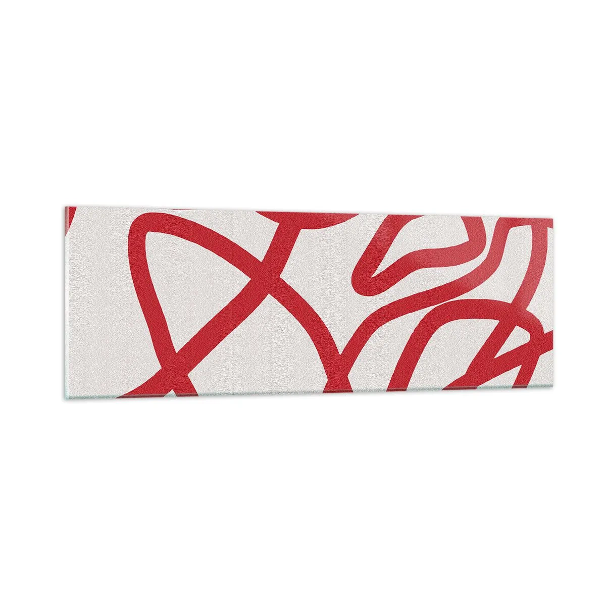 Glastavla - Bild på glas - Rött på vitt - 90x30 cm