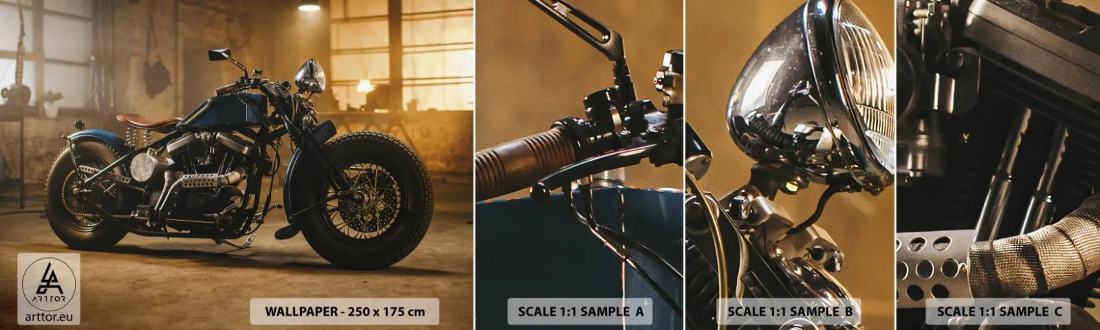 Provbit av självhäftande fototapet Deluxe Sticker - Jag kan allt - Motorcykel, Årgång, Bil - 100x30 cm