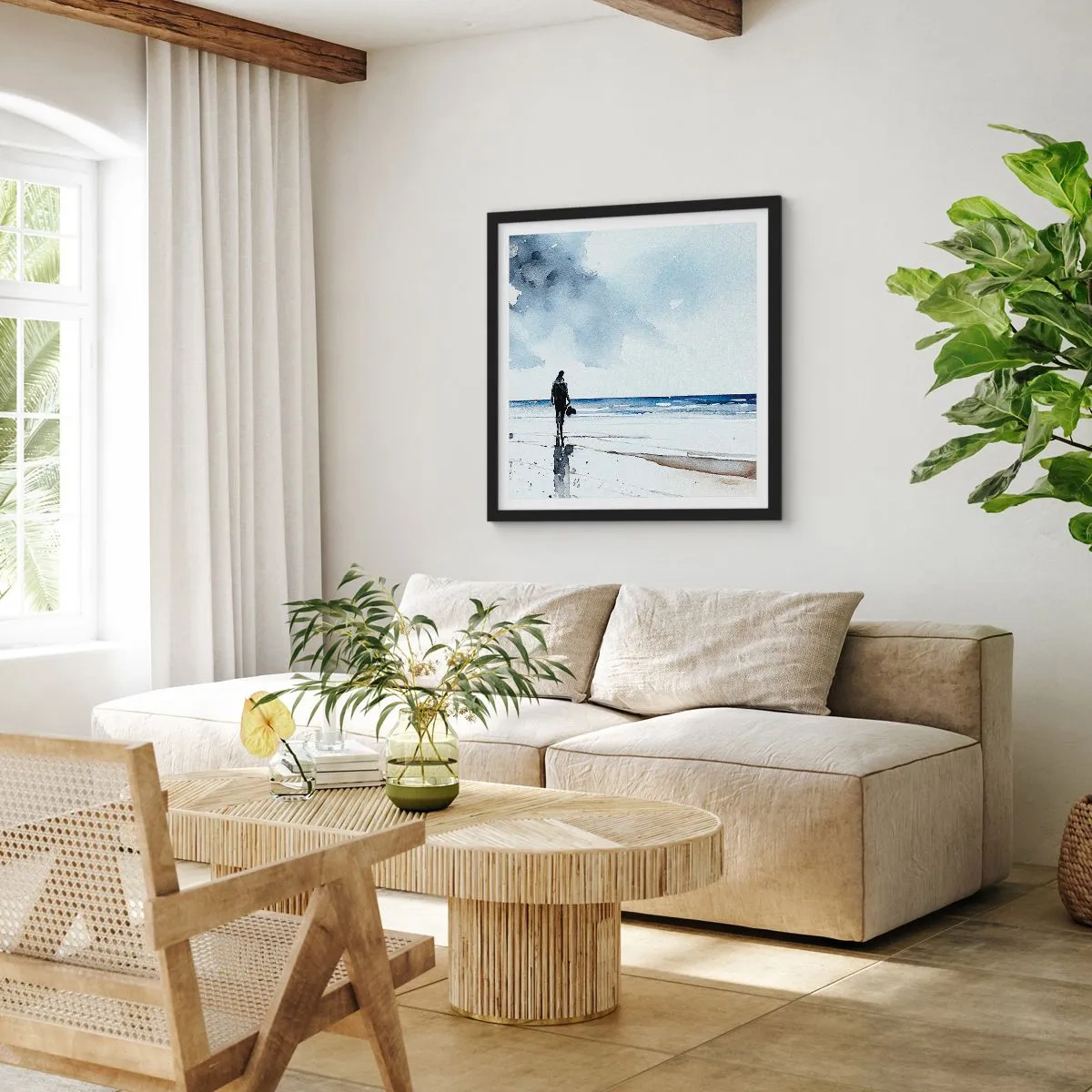 Affisch i svart ram - Samtal med havet - 60x60 cm