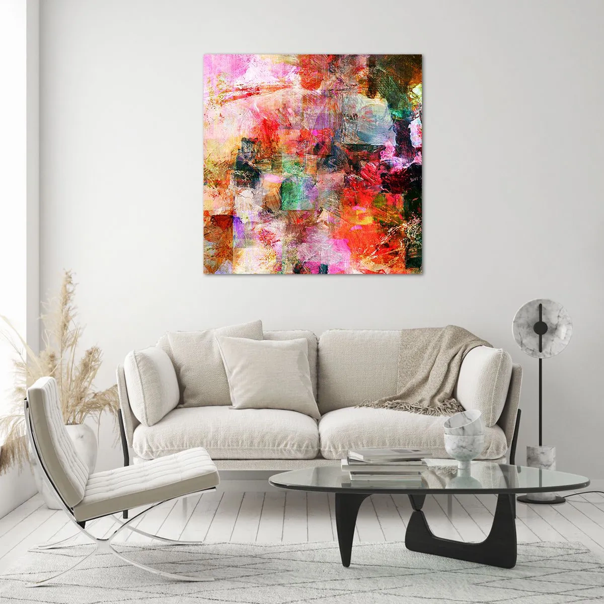 Glastavla - Bild på glas - En resa genom det rosa - 70x70 cm