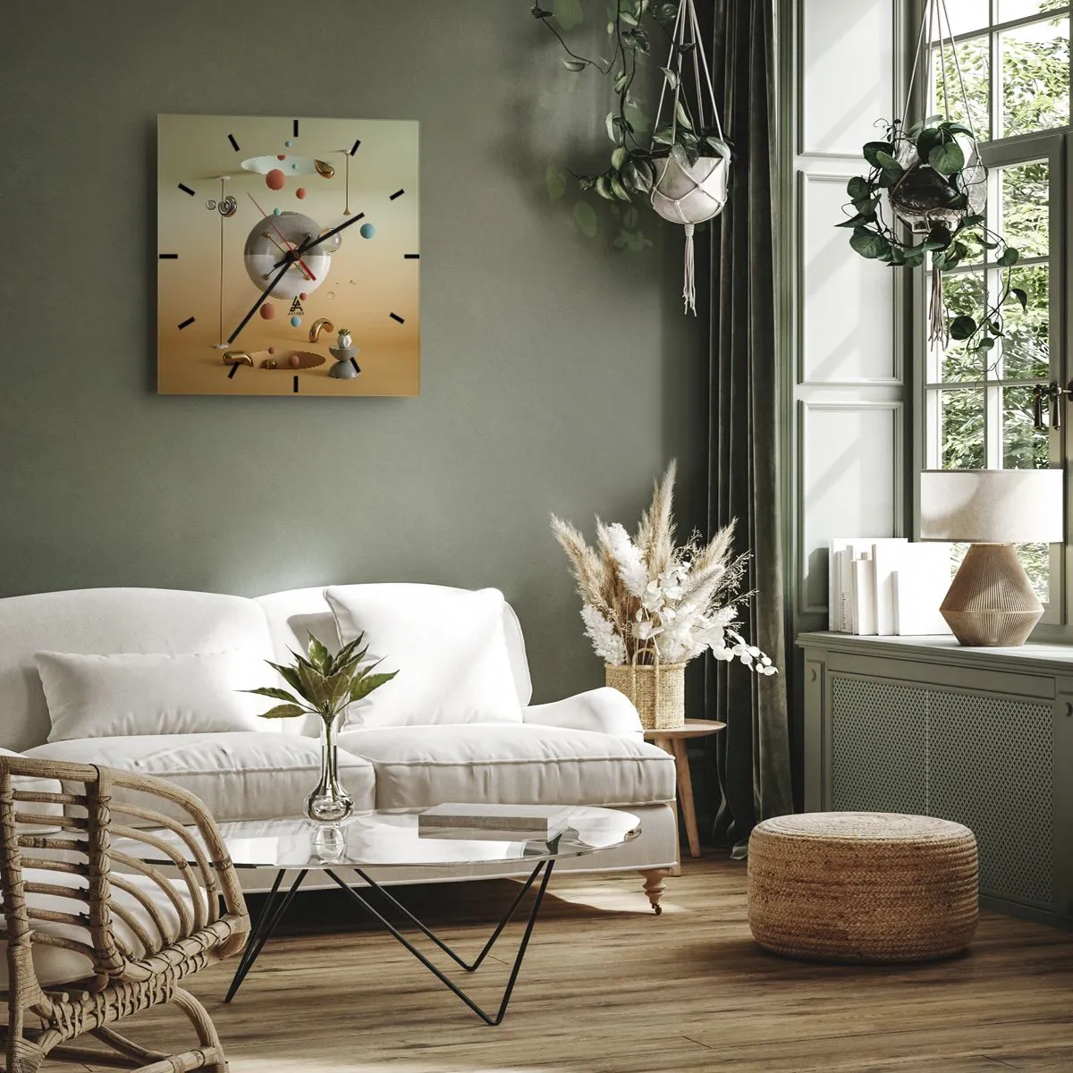 Väggklocka - Klocka på glas - Vad som helst kan hända - 40x40 cm