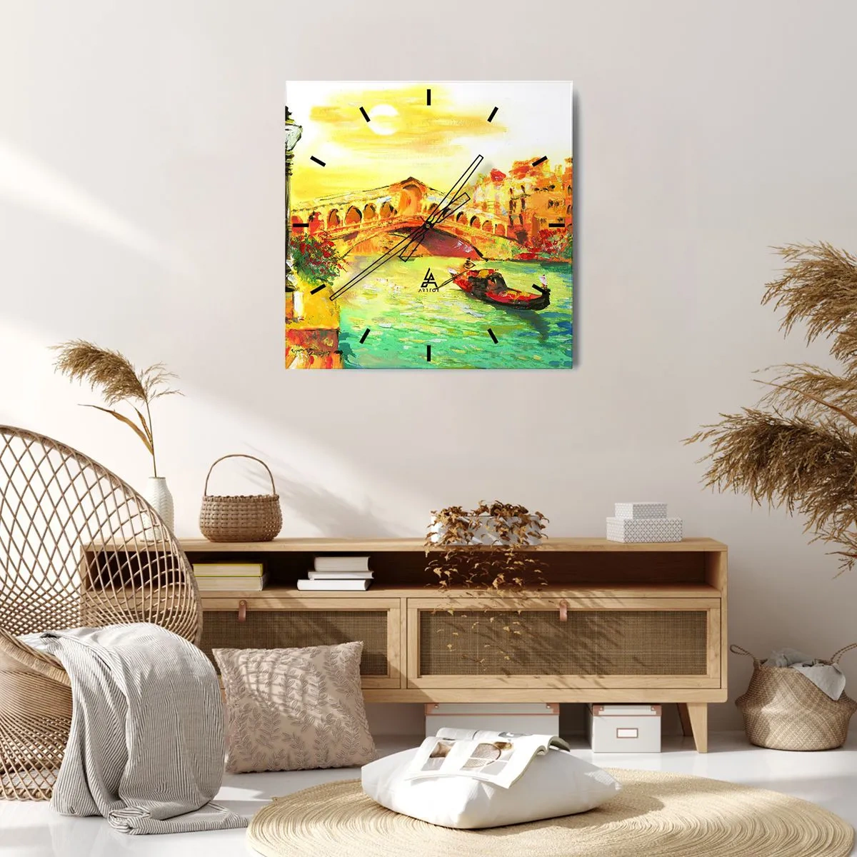 Väggklocka - Klocka på glas - De förälskades pilgrimståg - 40x40 cm