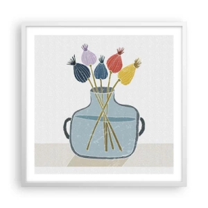 Affisch i vit ram - Vallmovas - 60x60 cm