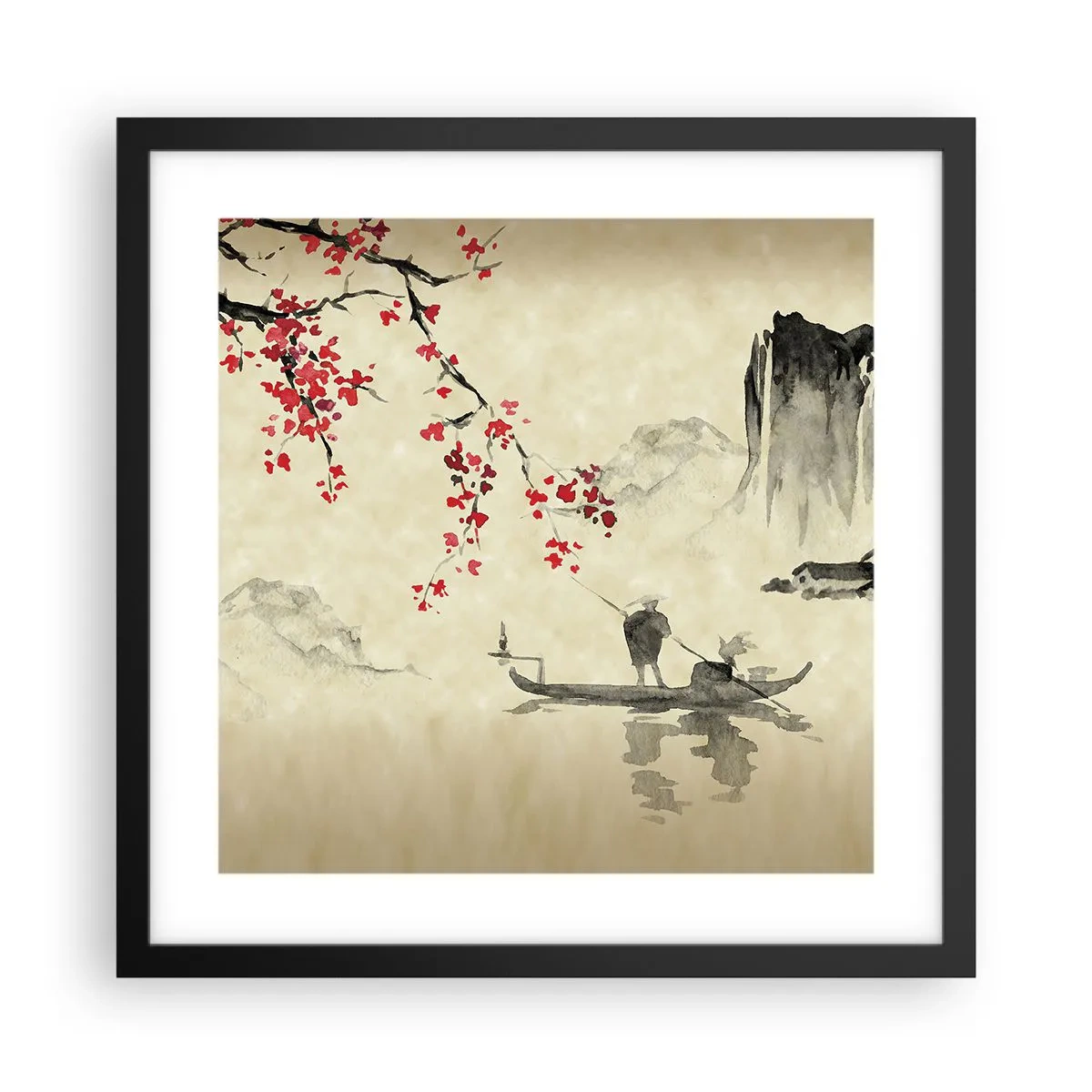 Affisch i svart ram - I det blommande körsbärslandet - 40x40 cm