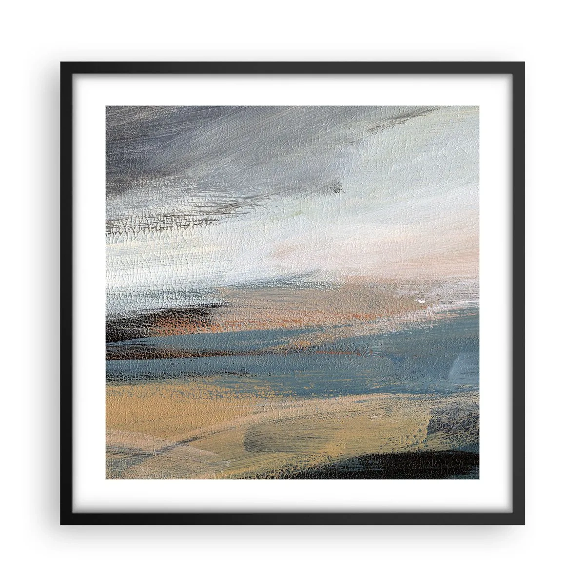 Affisch i svart ram - Abstraktion: nordligt landskap - 50x50 cm