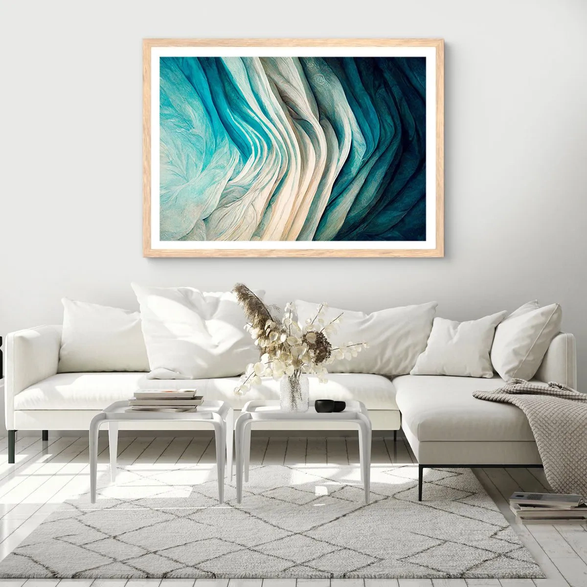 Affisch i ram av ljusek - Blå omättlighet - 100x70 cm