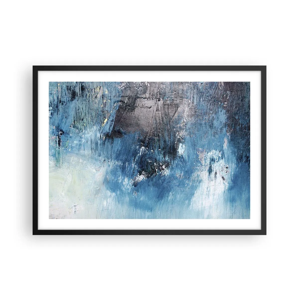 Affisch i svart ram - Blå rapsodi - 70x50 cm