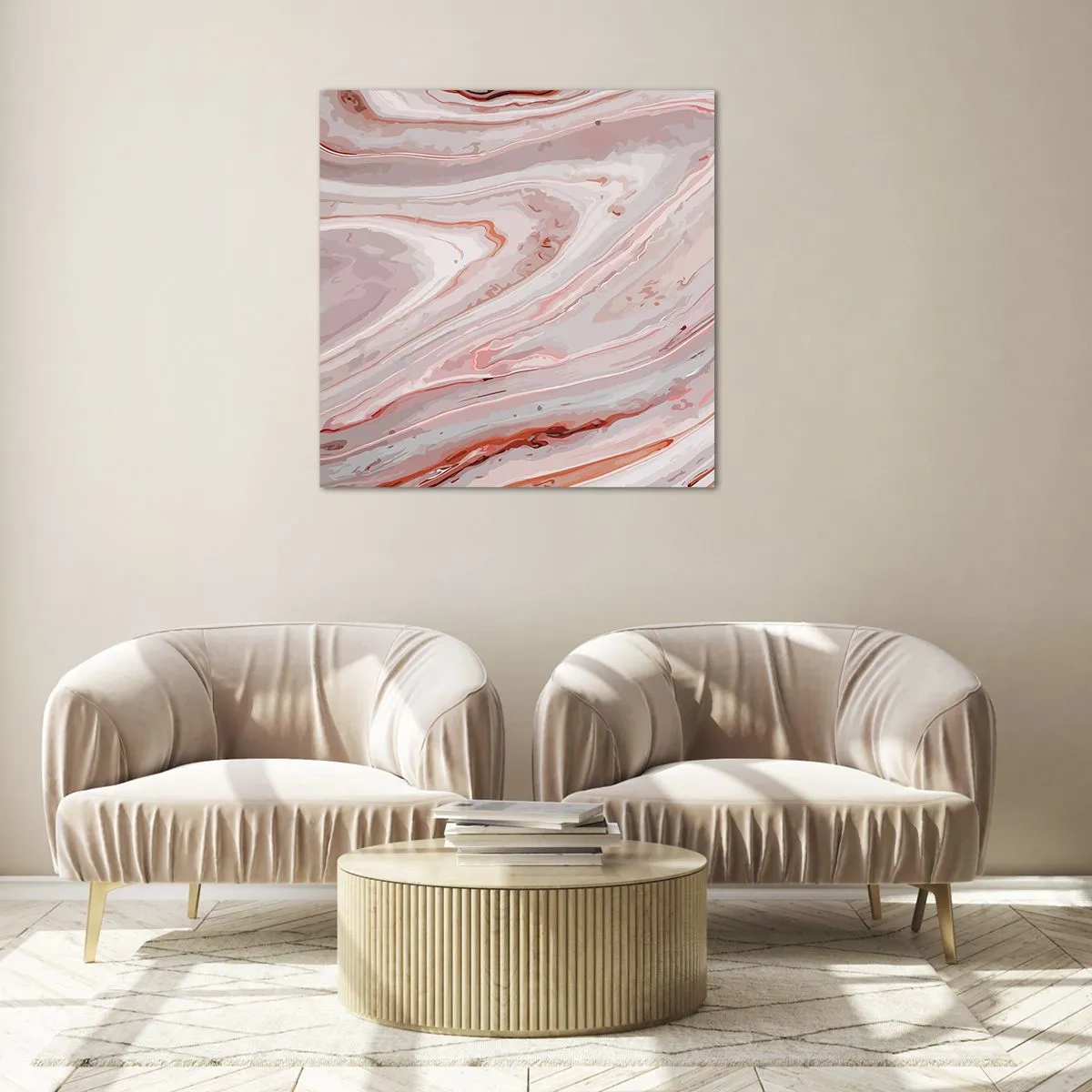 Glastavla - Bild på glas - Flytande rosa - 30x30 cm