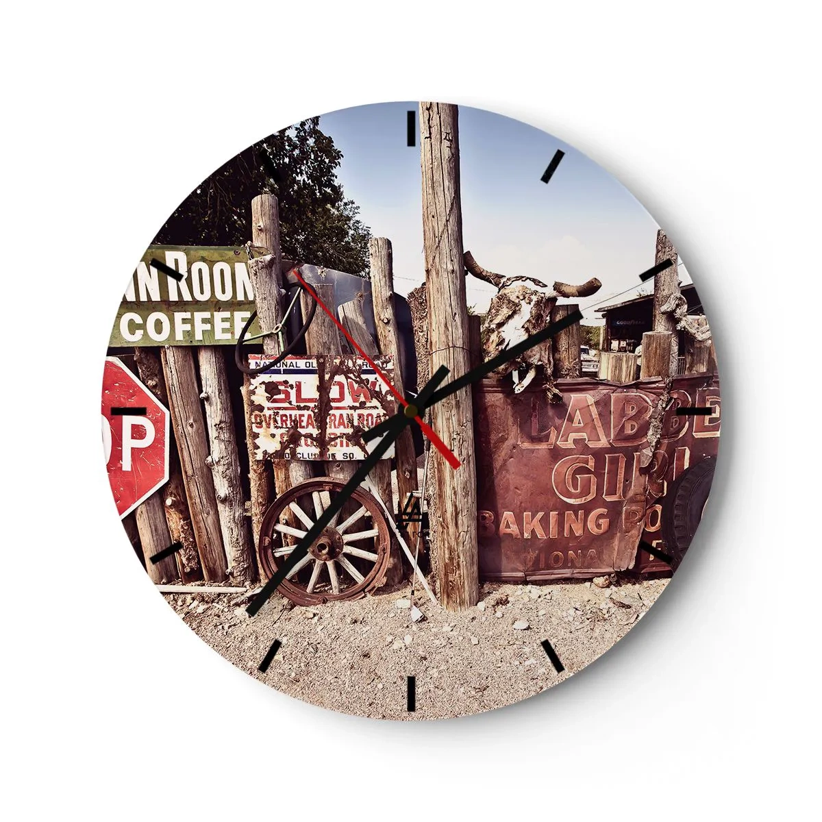 Väggklocka - Klocka på glas - Och tiden står stilla - 40x40 cm