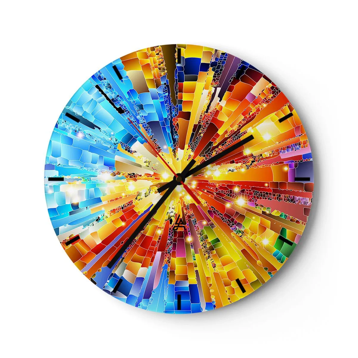 Väggklocka - Klocka på glas - In medias res - 40x40 cm