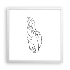 Affisch i vit ram - Hand i hand - 50x50 cm