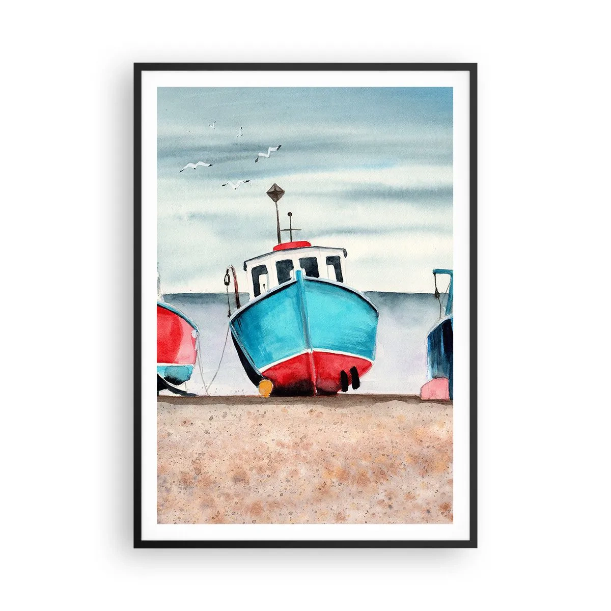 Affisch i svart ram - Redo för fångst - 70x100 cm