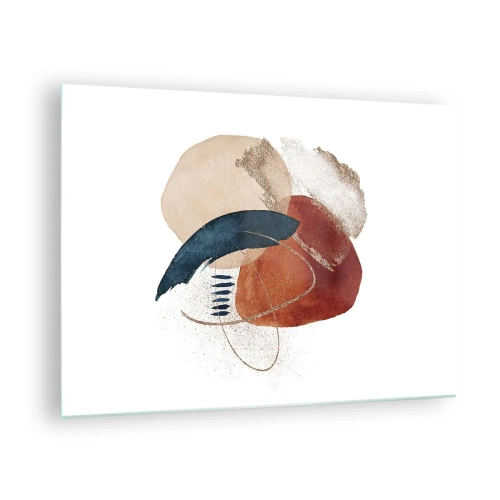 Glastavla - Bild på glas - En abstrakt komposition i varma nyanser med vatteninslag. - 70x50cm - Oval komposition - Modern väggdekoration för vardagsrum och sovrum ARTTOR