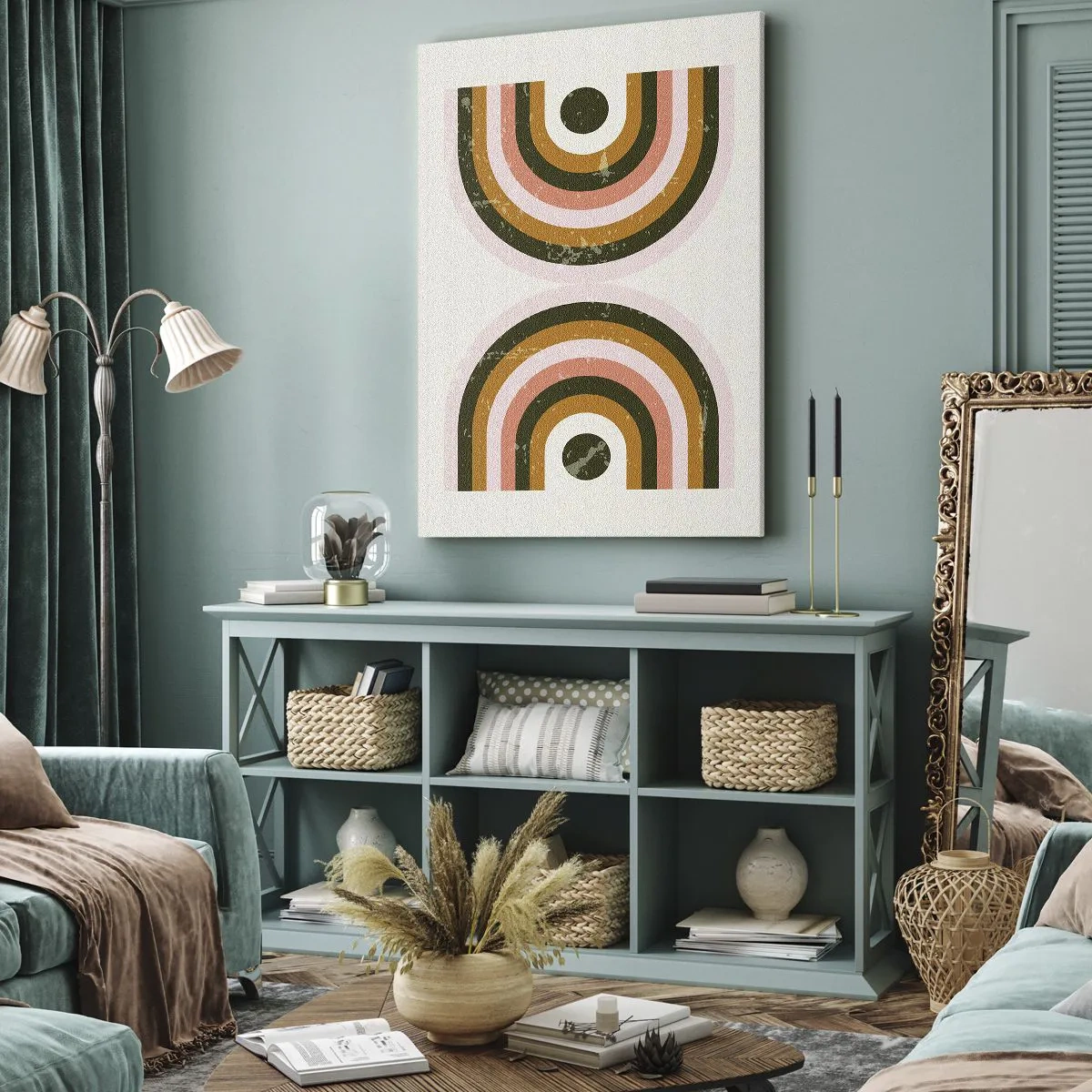 Canvastavla - Bild på duk - Tvillingabstraktion - 45x80 cm