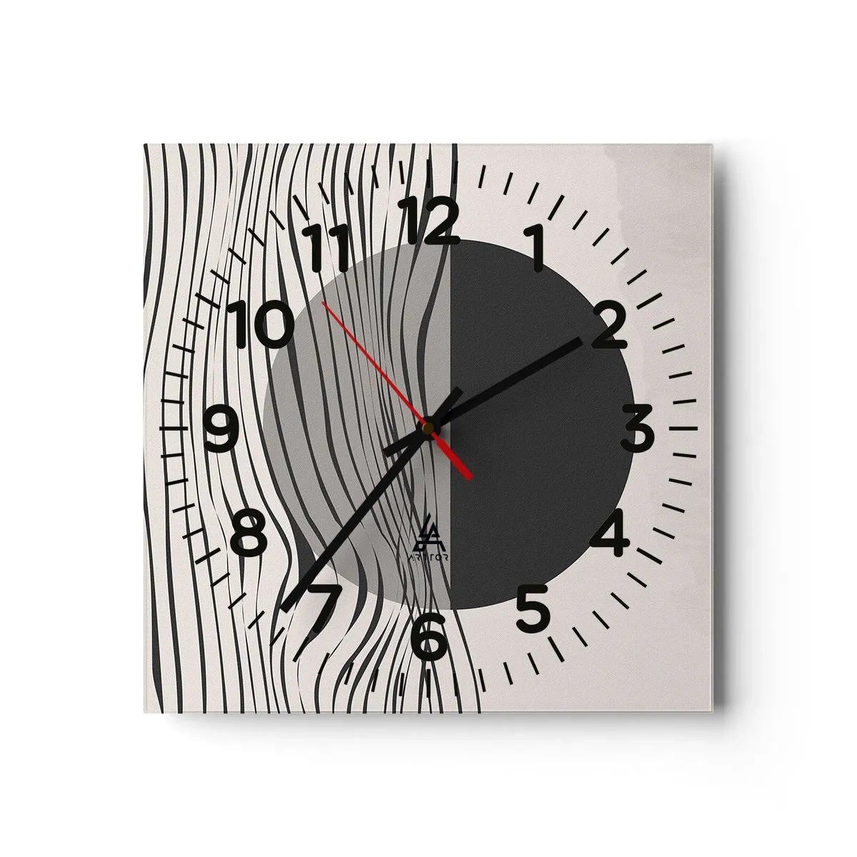 Väggklocka - Klocka på glas - Halvdan komposition - 40x40 cm