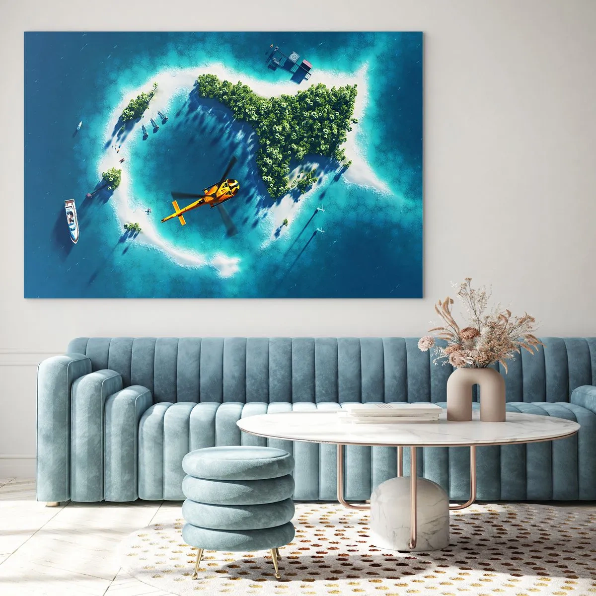 Glastavla - Bild på glas - Köp dig en ö - 70x50cm - Köp dig en ö - Modern väggdekoration för vardagsrum och sovrum ARTTOR