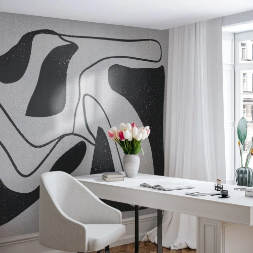 Fototapet Premium Canvas - Abstrakt lek i en labyrint - Boho, Minimalism, Bit - 350x256 cm