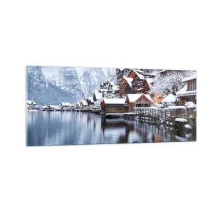 Glastavla - Bild på glas - I vinterns dräkt - 100x40 cm