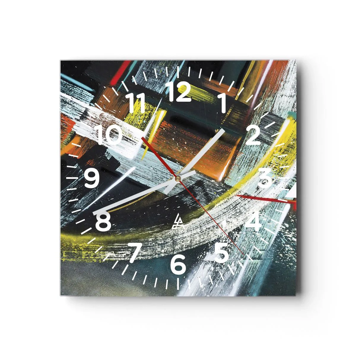 Väggklocka - Klocka på glas - Rörelsens energi - 40x40 cm