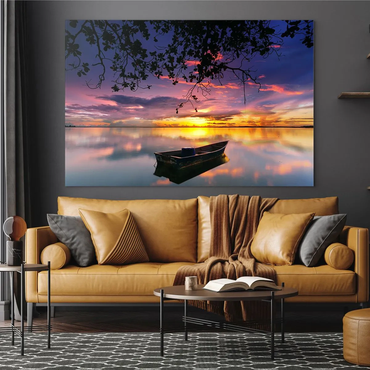 Glastavla - Bild på glas - Du verkar hänga mitt i en himmelscirkel… - 70x50cm - "Du verkar hänga i mitten av himmelvalvet…" - Modern väggdekoration för vardagsrum och sovrum ARTTOR