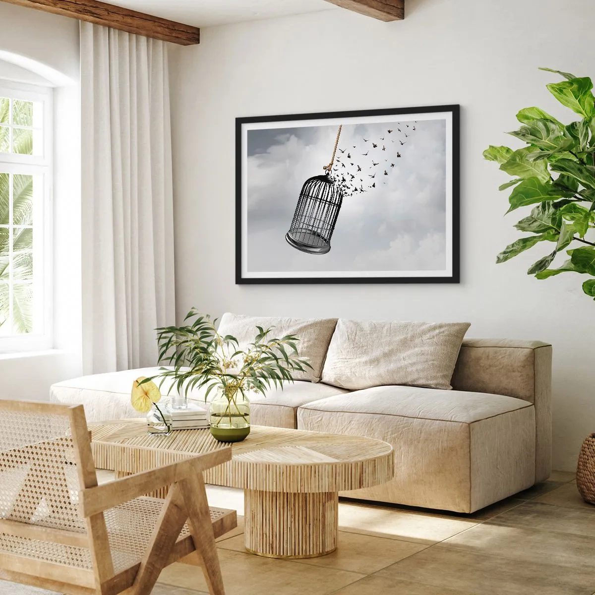 Affisch i svart ram - Tro...Hopp...Frihet! - 70x50 cm