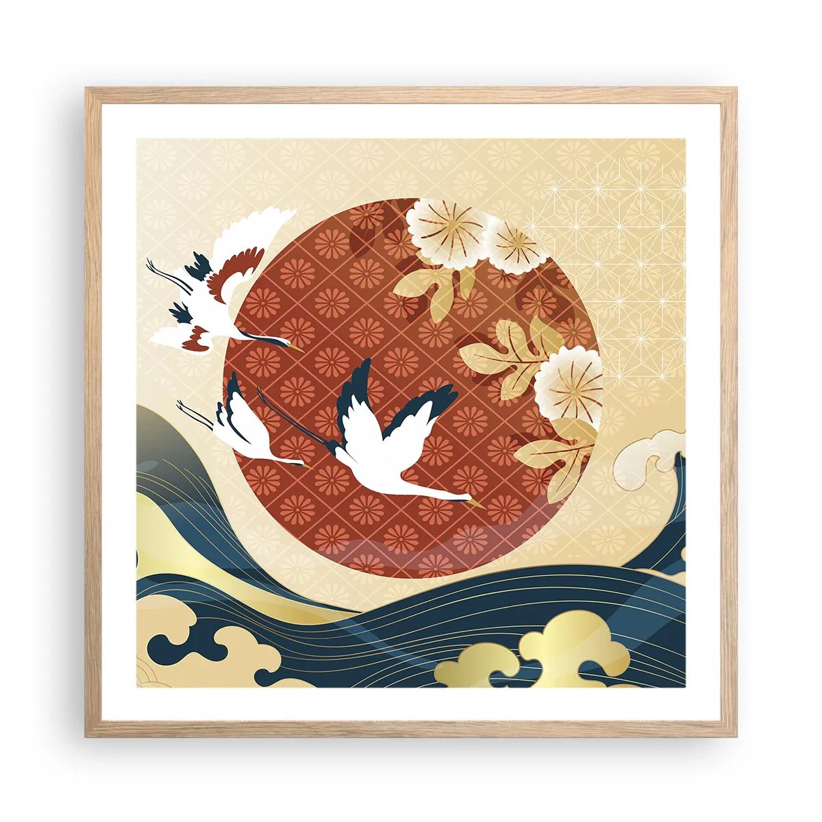 Affisch i ram av ljusek - Japansk saga - 60x60 cm