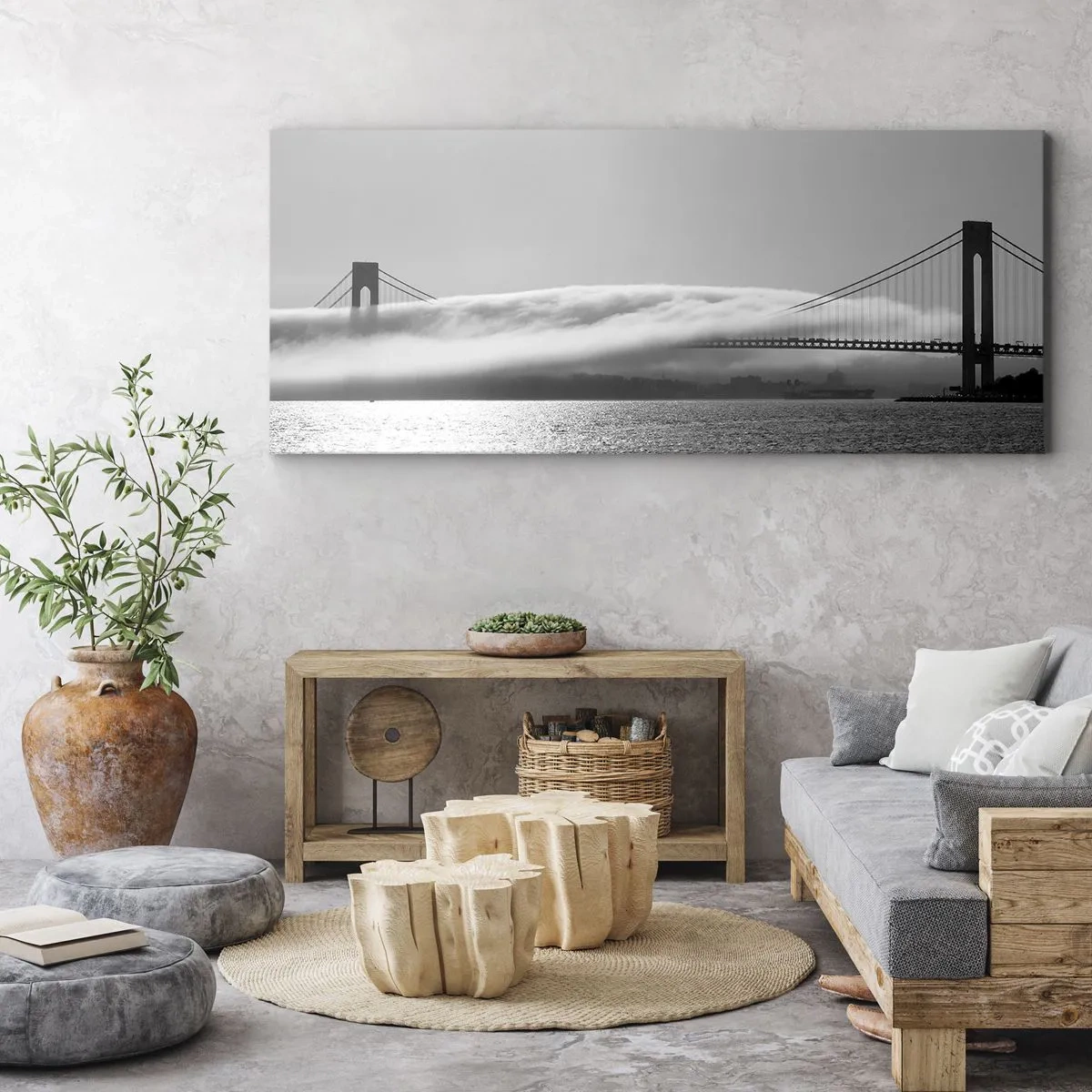 Canvastavla - Bild på duk - Passera Golden Gate - 160x50 cm