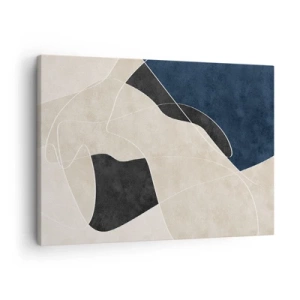 Canvastavla - Bild på duk - Geometrisk abstraktion i nyanser av beige och marinblått - 70x50cm - Abstrakt komposition - färgkontrast - Modern väggdekoration för vardagsrum och sovrum ARTTOR