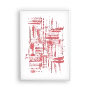 Affisch i vit ram - Röd stad - 70x100 cm