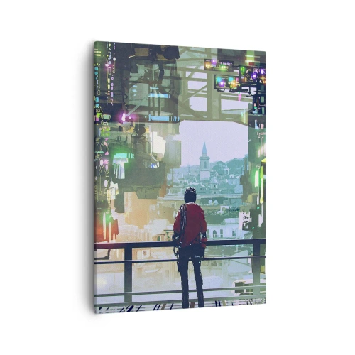 Canvastavla - Bild på duk - Två världar - 50x70 cm