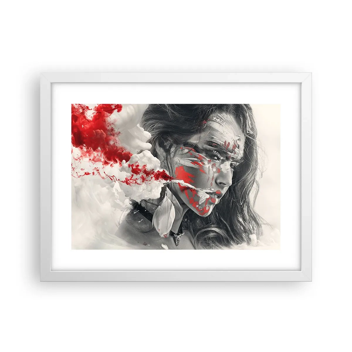 Affisch i vit ram - Röd-vit absurdhet - 40x30 cm