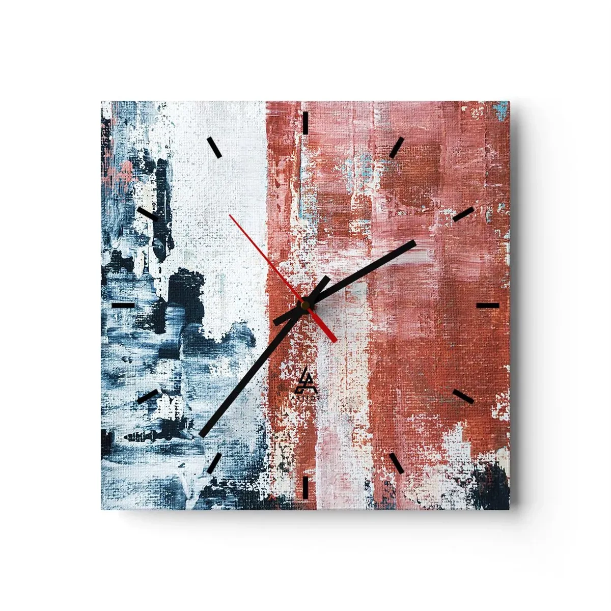 Väggklocka - Klocka på glas - Abstrakt halvt om halvt - 30x30 cm