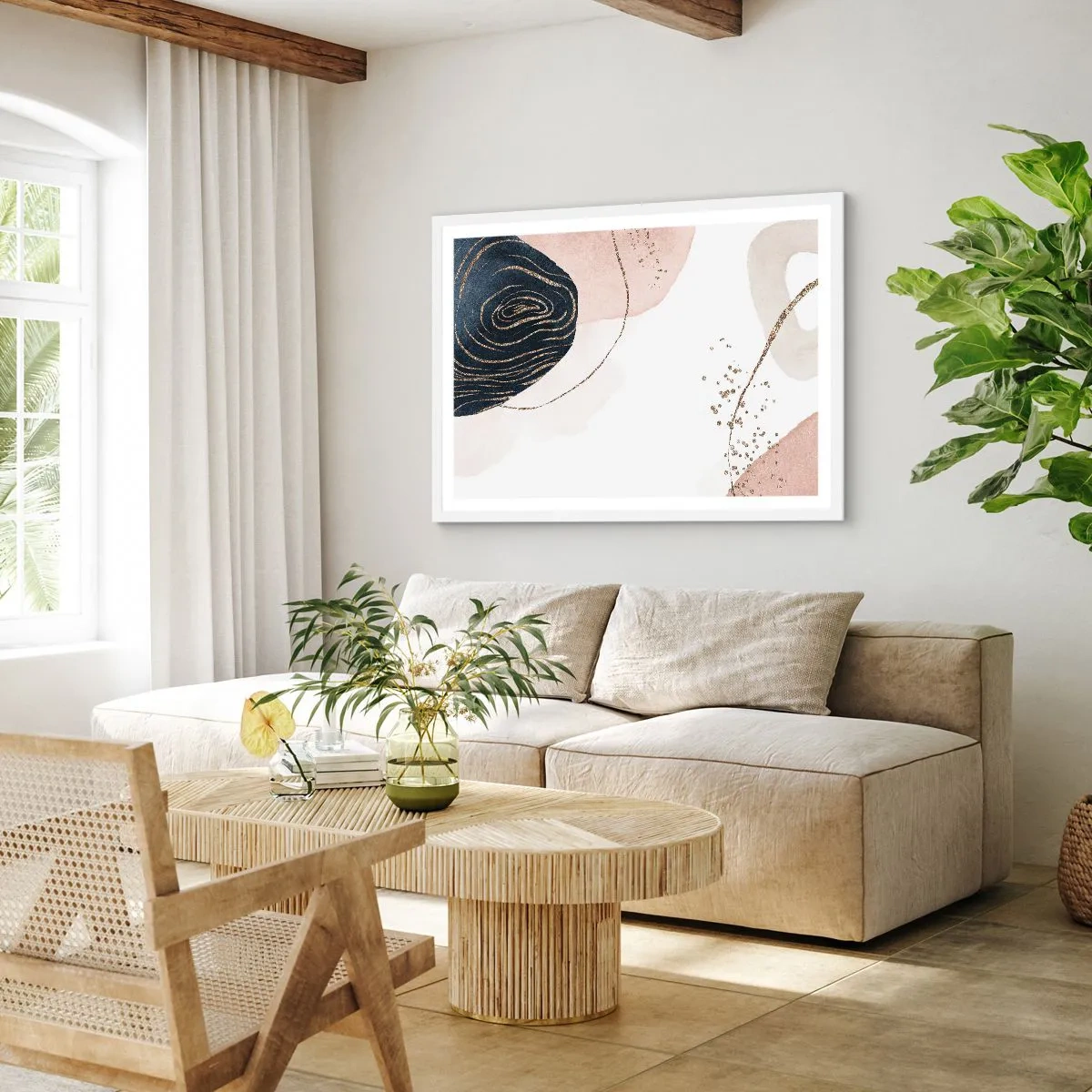 Affisch i vit ram - Allt flyter - 91x61 cm