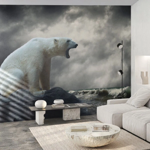 Självhäftande Fototapet Deluxe Sticker - Arktis ensamma kung - Djur, Isbjörn, Hav - 500x350 cm