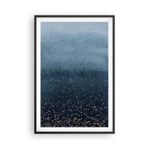 Affisch i svart ram - Komposition – blåa faser - 61x91 cm