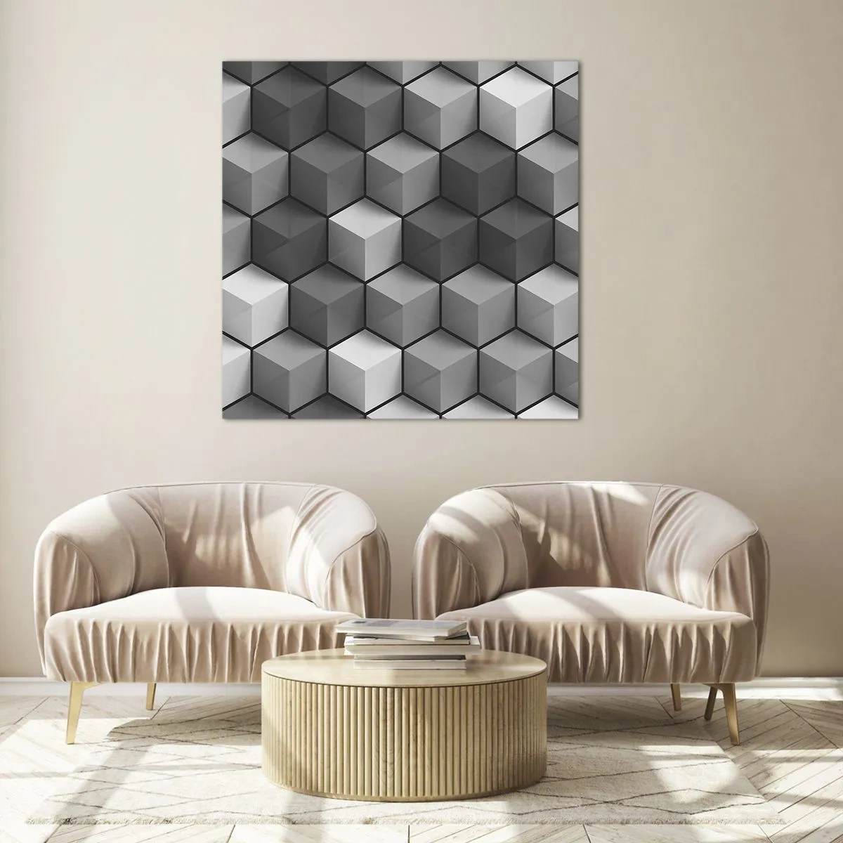 Glastavla - Bild på glas - Kubistiskt pussel - 30x30 cm