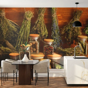 Fototapet Premium Canvas - Trolldom i köket - Gastronomi, Torkade örter, Kryddor - 500x350 cm