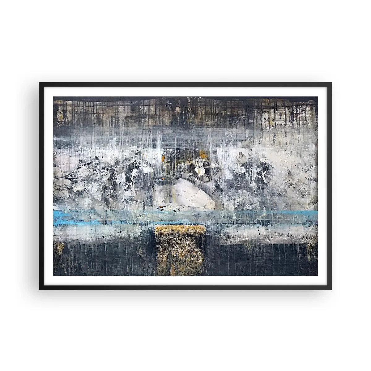 Affisch i svart ram - På is och klumpar - 100x70 cm