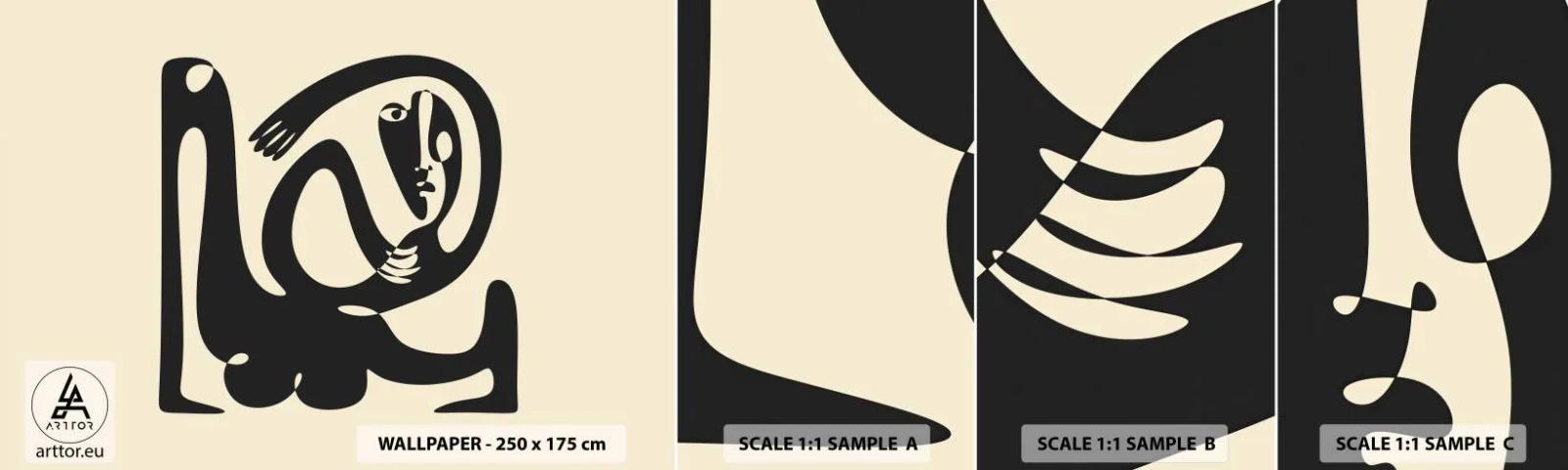 Fototapet Prov Standard Eco - Nästan Picasso - Abstraktion, Bit, Grafik - 100x30 cm
