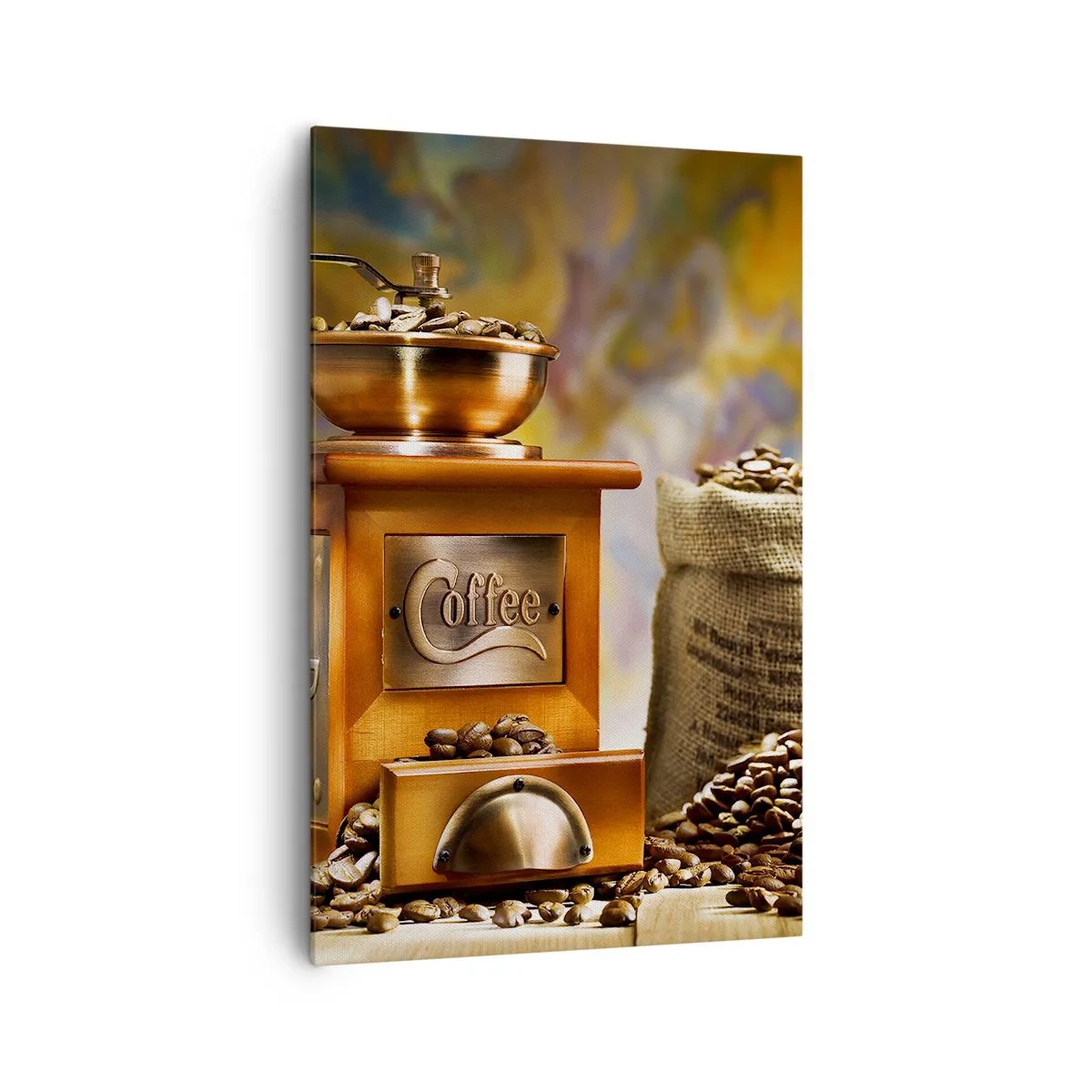 Canvastavla - Bild på duk - Knastrande bönor, bullrande kvarn - 80x120 cm