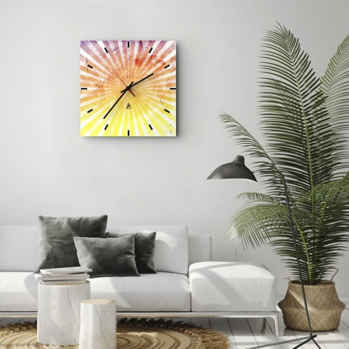 Väggklocka - Klocka på glas - Solupp- och nedgångar - 40x40 cm