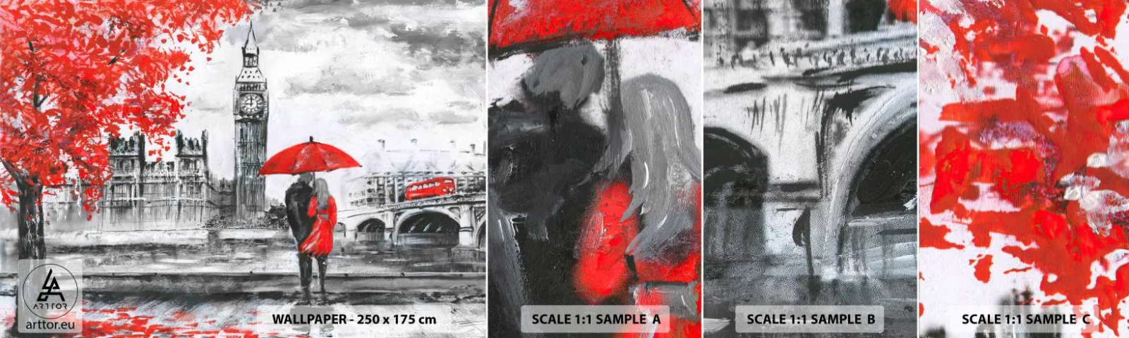 Fototapet Prov Standard Eco - Förälskade i London - Stad, London, Förälskade par - 100x30 cm