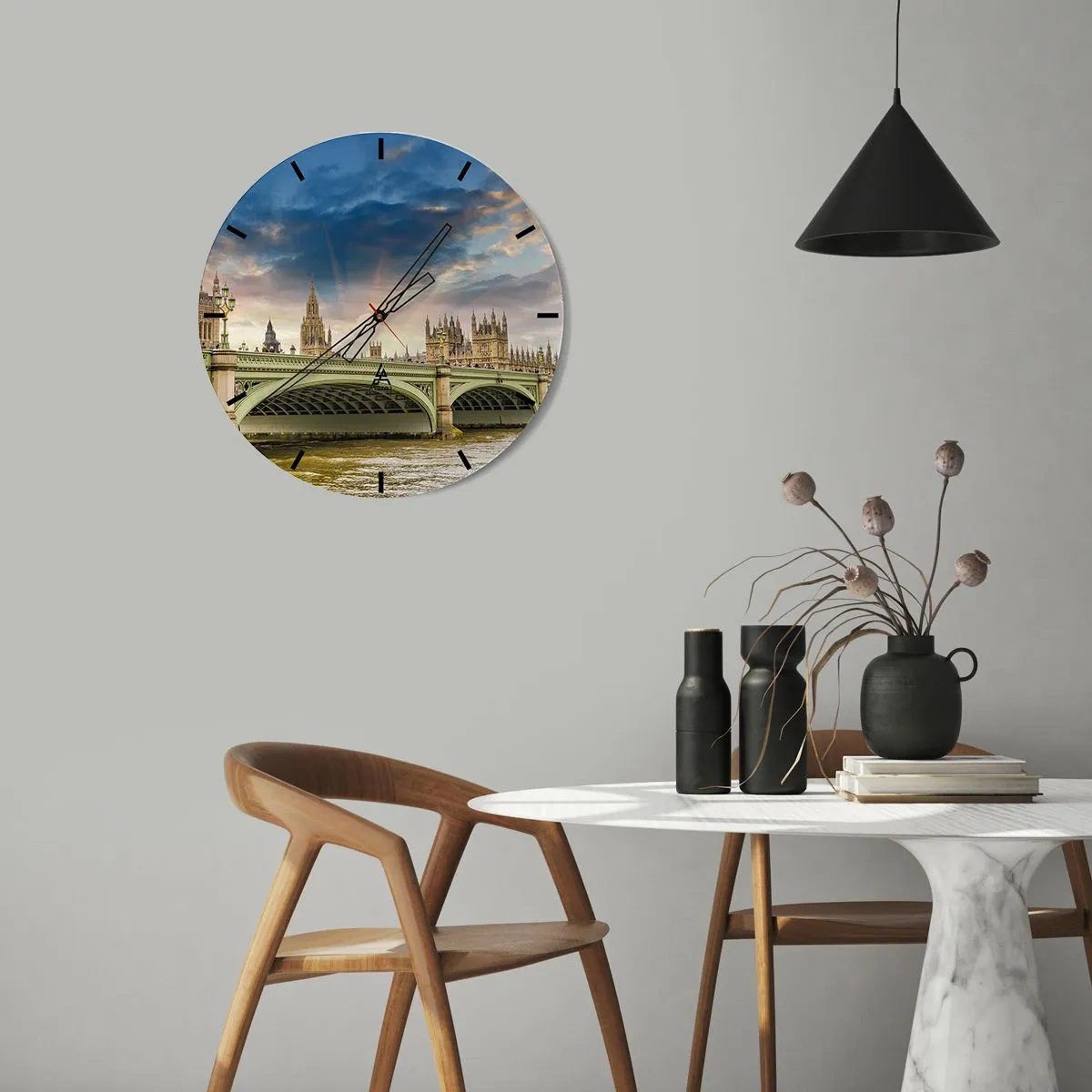 Väggklocka - Klocka på glas - Tiden stannade i Imperiet - 40x40 cm