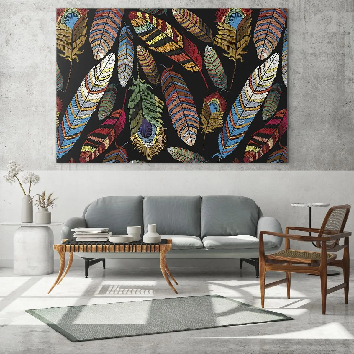 Glastavla - Bild på glas - Fågelkarneval - 120x80 cm