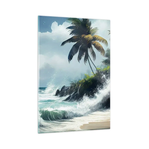 Glastavla - Bild på glas - På en tropisk strand - 80x120 cm