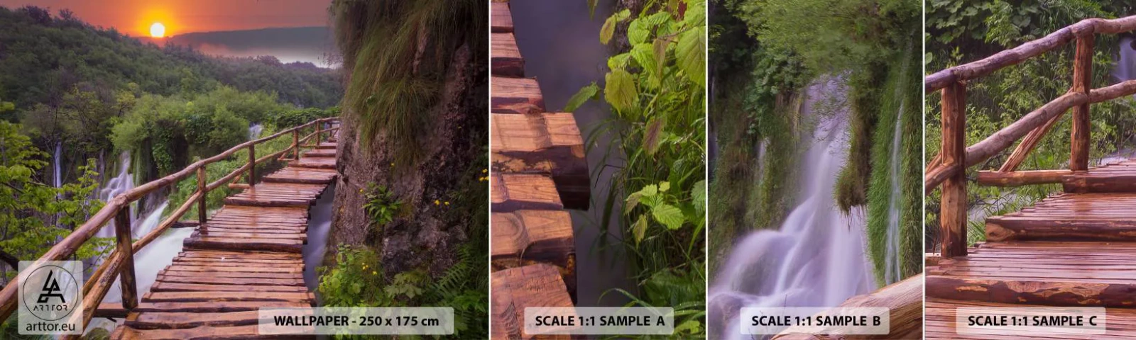 Provbit av självhäftande fototapet Deluxe Sticker - Otrolig skönhet - Landskap, Vattenfall, Kroatien - 100x30 cm